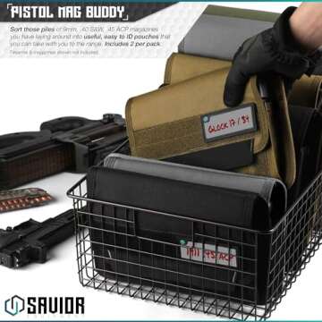 Savior Equipment Mag Buddy 2-Pack Tactical Pistol Mag Pouch Hold Up to 5 Standard Single/Double Stac...