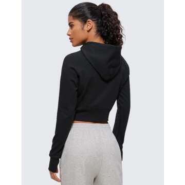 CRZ YOGA Womens Fleece Zip Up Cropped Hoodie Workout Jacket Athletic Casual Long Sleeve Sweatshirts ...