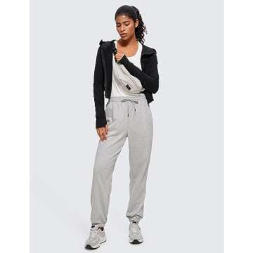 CRZ YOGA Womens Fleece Zip Up Cropped Hoodie Workout Jacket Athletic Casual Long Sleeve Sweatshirts with Thumb Holes Black Small