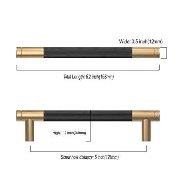 Asidrama 10 Pack 5 Inch(128mm) Matte Black and Champagne Bronze Cabinet Pulls Knurled Cabinet Handles Cupboard Handles Kitchen Cabinet Hardware for Cupboard Drawer Pulls