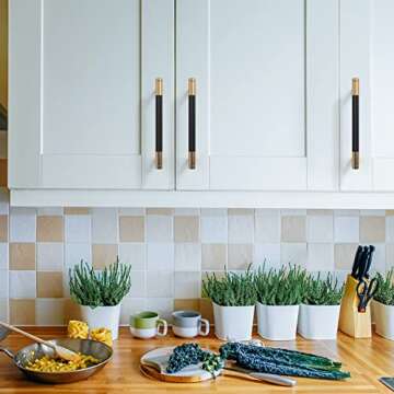 Asidrama 10 Pack 5 Inch(128mm) Matte Black and Champagne Bronze Cabinet Pulls Knurled Cabinet Handles Cupboard Handles Kitchen Cabinet Hardware for Cupboard Drawer Pulls