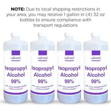Volu-Sol Isopropyl Alcohol 99% (Isopropanol) - High Purity, USP - Kosher Grade IPA - 1 Gallon (128 oz) (4 Quarts) (4 Pack 32 oz) for Medical, Lab Equipment & Electronics, Clear Bottle