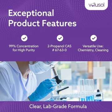 Volu-Sol Isopropyl Alcohol 99% (Isopropanol) - High Purity, USP - Kosher Grade IPA - 1 Gallon (128 oz) (4 Quarts) (4 Pack 32 oz) for Medical, Lab Equipment & Electronics, Clear Bottle