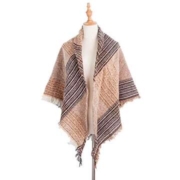 Wander Agio Women's Warm Triangle Scarf - Cozy Fashion in Multicolor Plaid