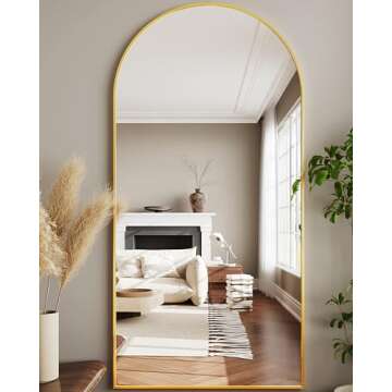 LadyNow Full Length Mirror, 76"x34" Arched Floor Mirror Freestanding, Floor Standing Mirror Full Bod...