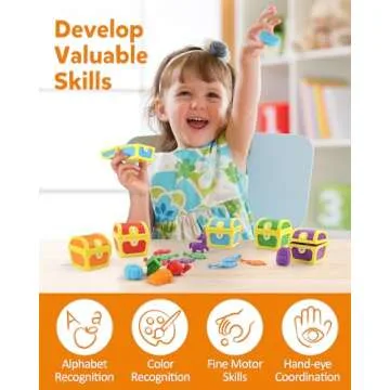 Coogam Alphabet Learning Toys for Toddlers, 26pcs Surprise Letters Treasure Locks with Keys, Uppercase Lowercase ABC Matching Color Sorting Game, Montessori Fine Motor Skill Gift for 3 4 5 Year Old