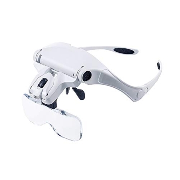 SOONHUA LED Headband Magnifier with 5 Replaceable Lenses for Precision Work