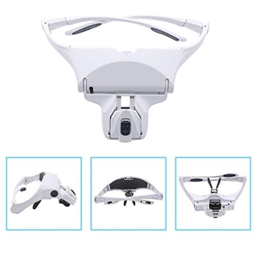 SOONHUA LED Headband Magnifier 5 Lenses Hands-Free Work