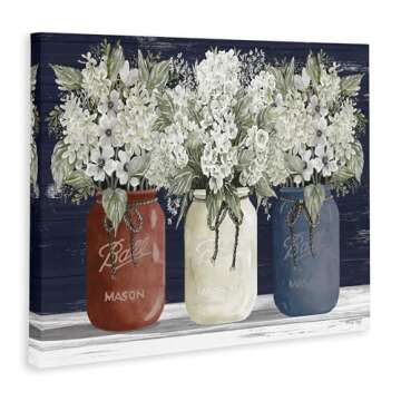 Stupell Industries Americana Floral Bouquets Rustic Flowers Country Pride, Designed by Cindy Jacobs Wall Art, 24 x 30, Canvas for Bedroom