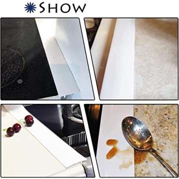 Silicone Gap Cover, (2 Pack) Silicone Gap Stopper Kitchen Stove Counter Gap Covers - Flexible Stove Space Fillers, Food Grade (21inches, White)