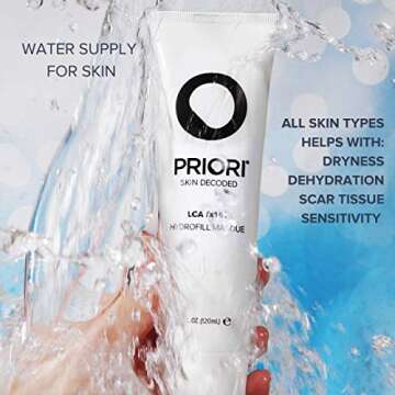 PRIORI Skincare Hydrofill Face Mask for Intense Hydration, AHA Lactic Acid, Caffeine, Vitamin C, E, ...
