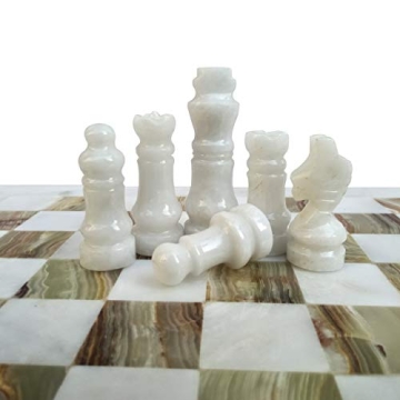 Elegant White and Green Onyx Chess Set for All Ages