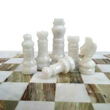 Elegant White and Green Onyx Chess Set for All Ages