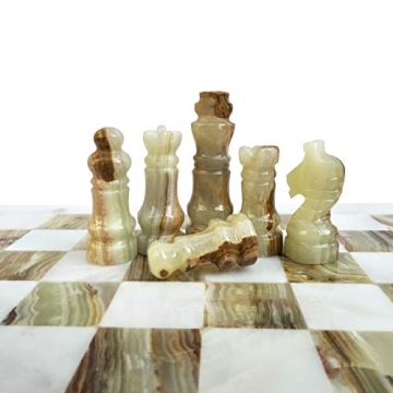 Elegant White and Green Onyx Chess Set for All Ages