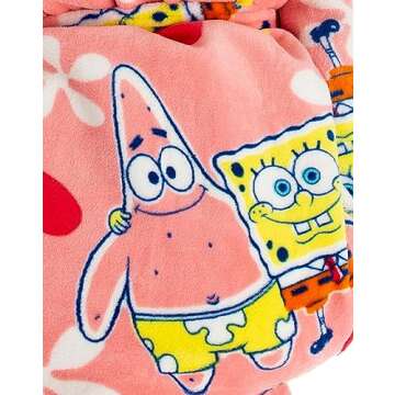 SpongeBob SquarePants Womens Hooded Bathrobe | Ladies Pink Dressing Gown | Sponge Bob & Patrick Loungewear Robe Gift for Her