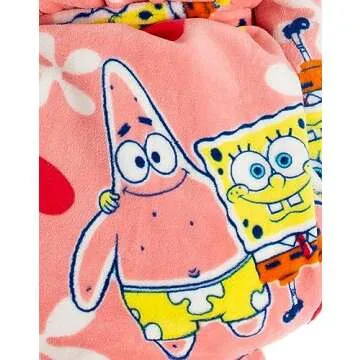 SpongeBob SquarePants Womens Hooded Bathrobe | Ladies Pink Dressing Gown | Sponge Bob & Patrick Loungewear Robe Gift for Her
