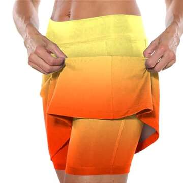 Generic Plus Size Skorts for Women,High Waist Athletic Sports Pants Skirt,Plus Size Skort with Pockets,Plus Size Skorts for Women(N#Orange,Medium)