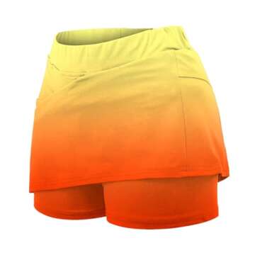 Generic Plus Size Skorts for Women,High Waist Athletic Sports Pants Skirt,Plus Size Skort with Pockets,Plus Size Skorts for Women(N#Orange,Medium)