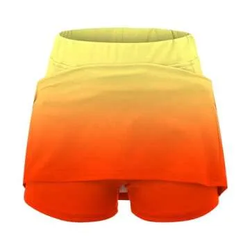 Generic Plus Size Skorts for Women,High Waist Athletic Sports Pants Skirt,Plus Size Skort with Pockets,Plus Size Skorts for Women(N#Orange,Medium)