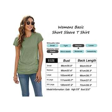 Sherosa Womens Summer Tops Loose Fit Cap Sleeve Basic Simple Tees Shirts Olive Green M