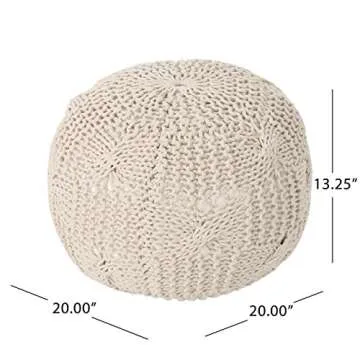 Christopher Knight Home Ansel Knitted Cotton Pouf, Beige