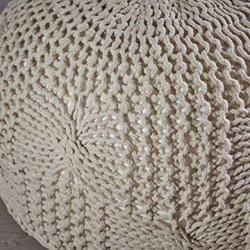 Christopher Knight Home Ansel Knitted Cotton Pouf, Beige