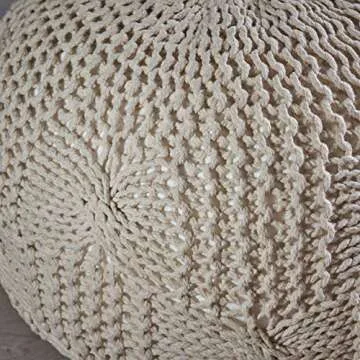 Christopher Knight Home Ansel Knitted Cotton Pouf, Beige