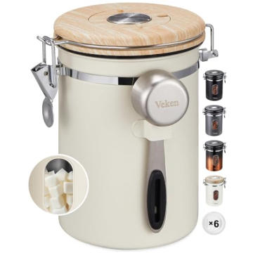 Veken Coffee Canister with Window, Sugar Jar Container with Lid, Scoop and Date Tracker, Air Tight S...