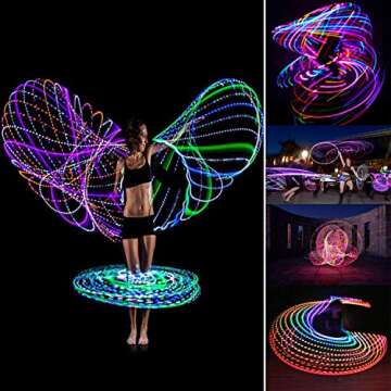 36in LED Hoop Dance Exercise Light Up Hoop for Kids Adults Children, Fitness Equipment Weight Loss Auto Color Changing Strobe Glow Light, 90cm Hoop Hooper(2 AA Batteries are Needed. Not Included)