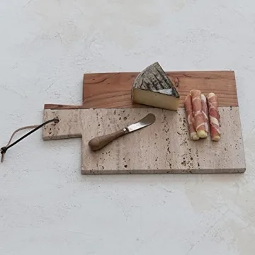 Creative Co-Op Stone and Wood Charcuterie Board