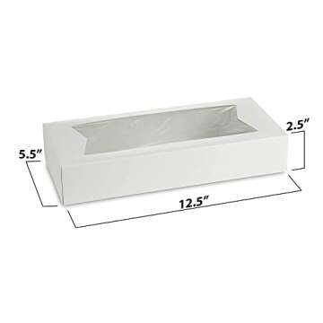 MT Products White Chocolate Covered Strawberry Boxes 12.5" x 5.5" x 2.25" - Bakery Boxes with Window - Pack of 15