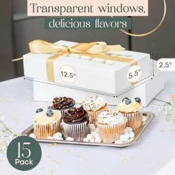 MT Products White Chocolate Covered Strawberry Boxes 12.5" x 5.5" x 2.25" - Bakery Boxes with Window - Pack of 15