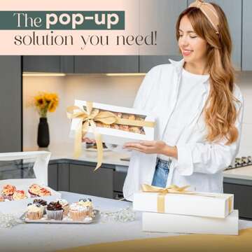 MT Products White Chocolate Covered Strawberry Boxes 12.5" x 5.5" x 2.25" - Bakery Boxes with Window - Pack of 15