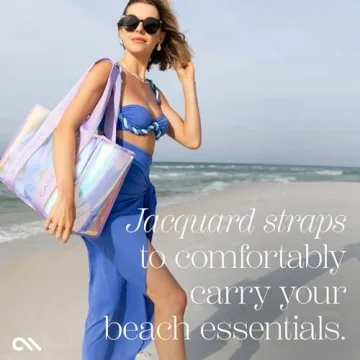 Case-Mate Soap Bubble Large Tote Bag | Iridescent Shoulder Bag with Phone Pouch | Tip-Proof Clear Waterproof Travel Tote for Women | Foldable & Washable Handbag for Work, Travel, Gym, Beach & Pool