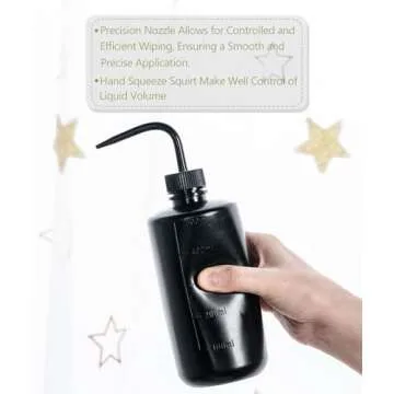 Melphoe Tattoo Wash Bottle Squeeze 3Pcs 500ml Squirt Bottle Succulent Watering Can, Safety Rinse Bottle, Plastic Squeeze Medical Lab Washing Bottle, Tattoo Supplies, Lash Water Bottle, Black