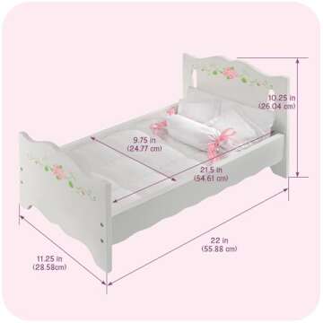 Adorable Badger Basket Doll Bed for Kids with Bedding