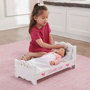 Adorable Badger Basket Doll Bed for Kids with Bedding