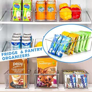 MeCids Clear Storage Bins - 4 Pack Kitchen Organizers