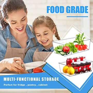 MeCids Clear Storage Bins - 4 Pack Kitchen Organizers