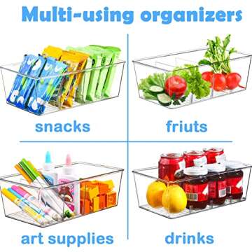 MeCids Clear Storage Bins - 4 Pack Kitchen Organizers