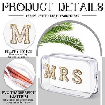 Bride Bag Clear Makeup Bag Bride Gift Cosmetic Bag Mrs Pearl Bags Bachelorette Toiletry Bag Wifey Makeup Pouch Rhinestone Letter PVC Cosmetics Bag Travel Case Wifey Purse Portable Bag(MRS Style)