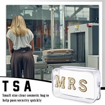 Bride Bag Clear Makeup Bag Bride Gift Cosmetic Bag Mrs Pearl Bags Bachelorette Toiletry Bag Wifey Makeup Pouch Rhinestone Letter PVC Cosmetics Bag Travel Case Wifey Purse Portable Bag(MRS Style)