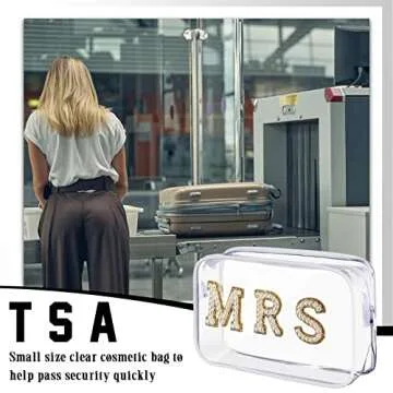 Bride Bag Clear Makeup Bag Bride Gift Cosmetic Bag Mrs Pearl Bags Bachelorette Toiletry Bag Wifey Makeup Pouch Rhinestone Letter PVC Cosmetics Bag Travel Case Wifey Purse Portable Bag(MRS Style)