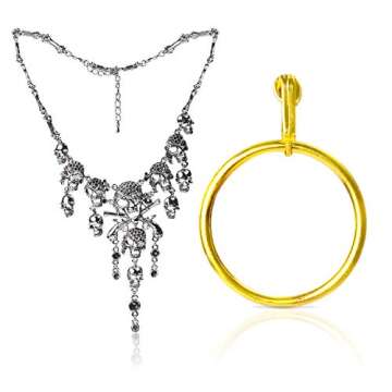 Beelittle Halloween Pirate Costume Accessories Set with Durag, Eye Patch, Earring, and Necklace (Win...