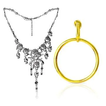 Beelittle Halloween Pirate Costume Accessories Set with Durag, Eye Patch, Earring, and Necklace (Win...