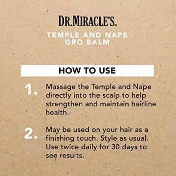 Dr. Miracle's Temple and Nape Gro Balm - For Healthy Hair Growth, Contains Wheat Protein, Aloe, Vitamin A, Vitamin D, Strengthens, Promotes Growth, 4 oz