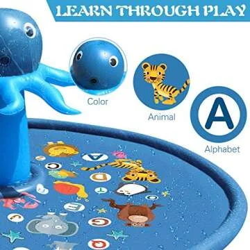 Blasland Splash Pad for Kids, Octopus Sprinkler for Toddlers, 67" Inflatable Summer Water Toys, Wadi...