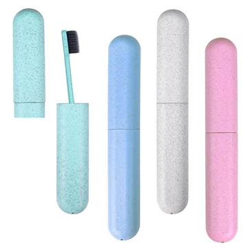 Hooqict 4 Pack Travel Toothbrush Case Portable Travel Toothbrush Holder Plastic Toothbrush Container...