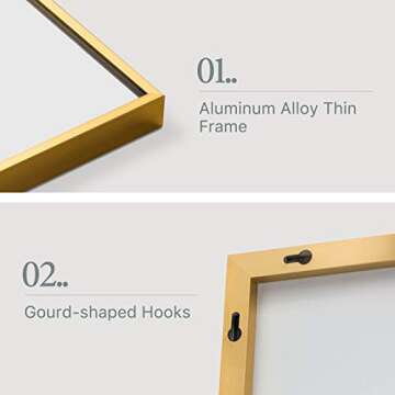 NeuType Full Length Mirror Dressing Mirror with Standing Holder 65"x22" Large Rectangle Bedroom Floor Mirror Wall-Mounted Mirror Hanging Leaning Against Wall (Gold)