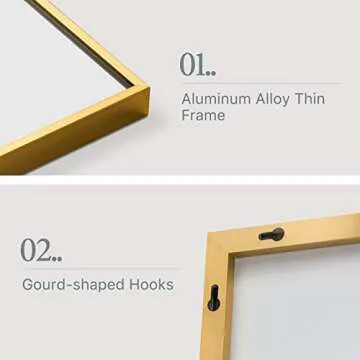 NeuType Full Length Mirror Dressing Mirror with Standing Holder 65"x22" Large Rectangle Bedroom Floor Mirror Wall-Mounted Mirror Hanging Leaning Against Wall (Gold)